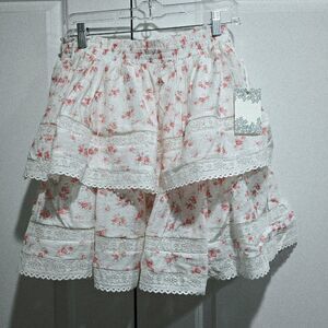 Tuckernuck - L - Women's Hyacinth House Light Pink White Floral Mini Layla Skirt